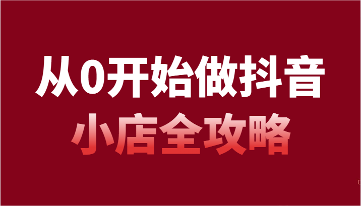 从0开始做抖音小店全攻略，抖音开店全步骤详细解说（54节课）-涛哥资源
