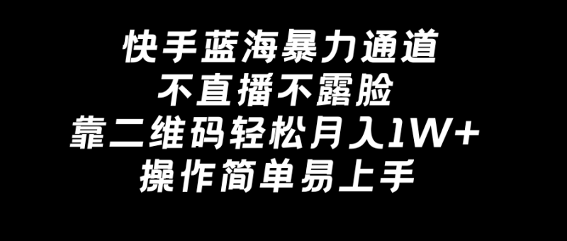 （8961期）快手蓝海暴力通道，不直播不露脸，靠二维码轻松月入1W+，操作简单易上手-涛哥资源