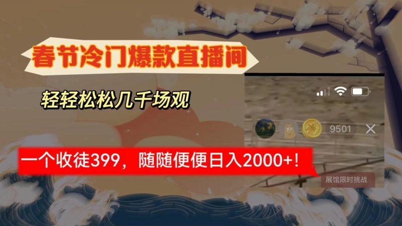 春节冷门直播间解放shuang’s打造，场观随便几千人在线，收一个徒399，轻…-涛哥资源