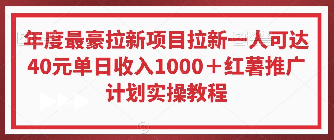 年度最豪拉新项目拉新一人可达40元单日收入1000＋红薯推广计划实操教程-涛哥资源