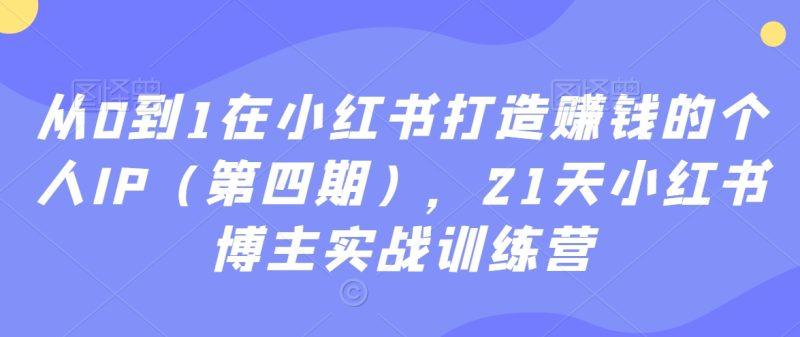 从0到1在小红书打造赚钱的个人IP，21天小红书博主实战训练营-涛哥资源