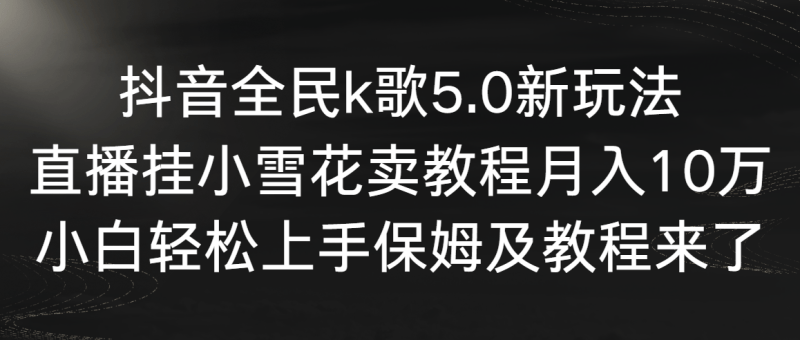 抖音全民k歌5.0新玩法,直播挂小雪花卖教程月入10万,小白轻松上手,保…-涛哥资源