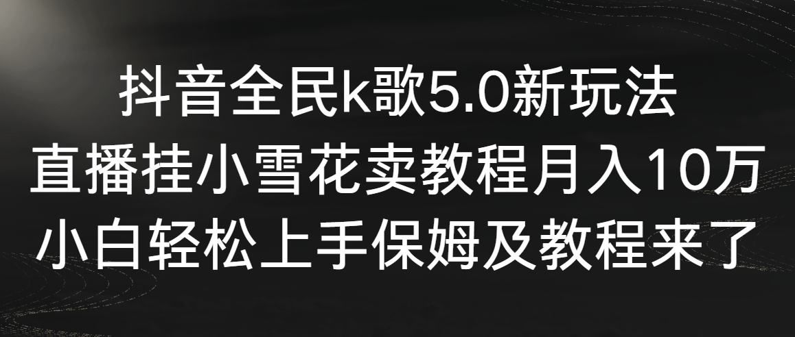 抖音全民k歌5.0新玩法，直播挂小雪花卖教程月入10万，小白轻松上手，保…-涛哥资源