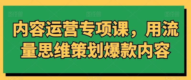 内容运营专项课，用流量思维策划爆款内容-涛哥资源