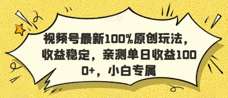 视频号最新100%原创玩法，收益稳定，亲测单日收益1000+，小白专属-涛哥资源