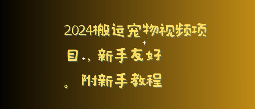 2024搬运宠物视频项目，新手友好，完美去重，附新手教程-涛哥资源