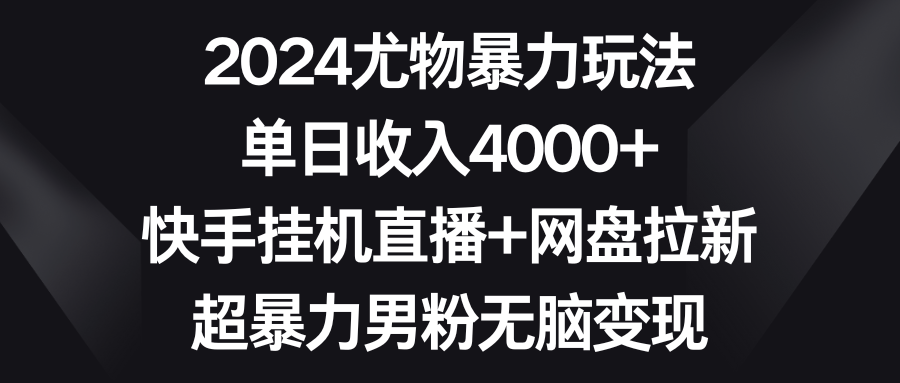 2024尤物暴力玩法 单日收入4000+快手挂机直播+网盘拉新 超暴力男粉无脑变现-涛哥资源