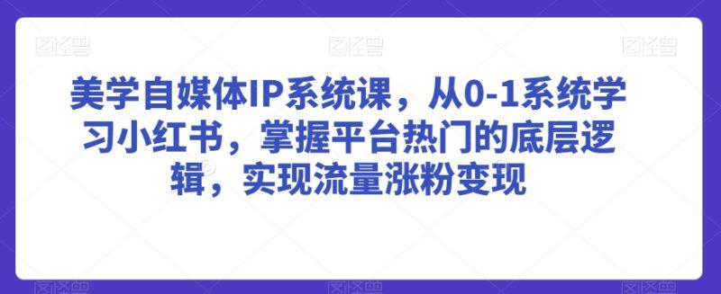 美学自媒体IP系统课,从0-1系统学习小红书,掌握平台热门的底层逻辑,实现流量涨粉变现-涛哥资源