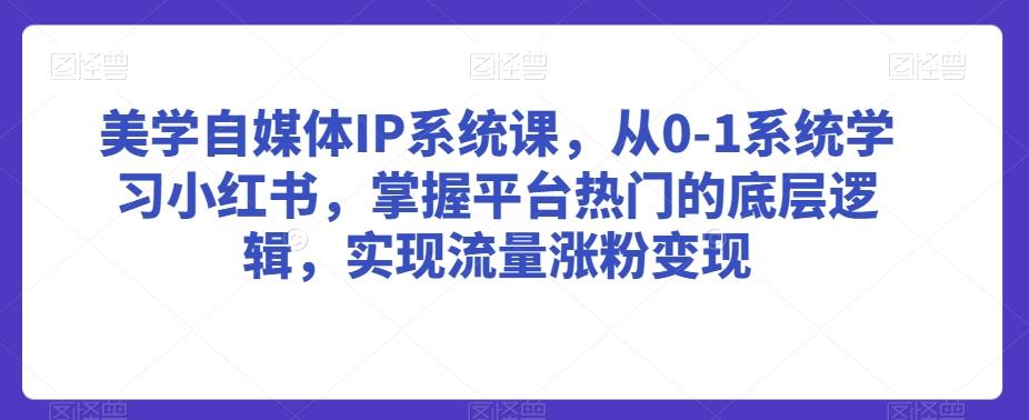 美学自媒体IP系统课，从0-1系统学习小红书，掌握平台热门的底层逻辑，实现流量涨粉变现-涛哥资源