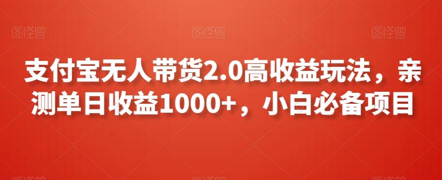 支付宝无人带货2.0高收益玩法，亲测单日收益1000+，小白必备项目-涛哥资源