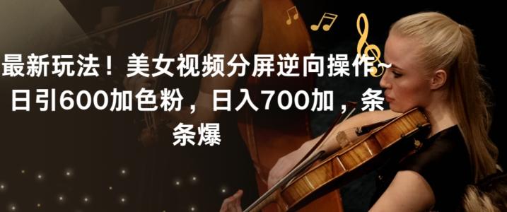最新玩法！美女视频分屏逆向操作~日引600加色粉，日入700加，条条爆-涛哥资源