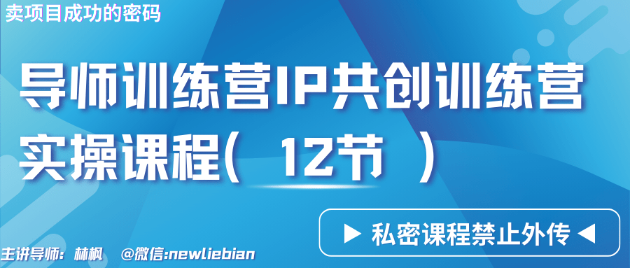 导师训练营3.0IP共创训练营私密实操课程（12节）-卖项目的密码成功秘诀-涛哥资源