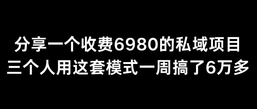 分享一个外面卖6980的私域项目三个人用这套模式一周搞了6万多-涛哥资源