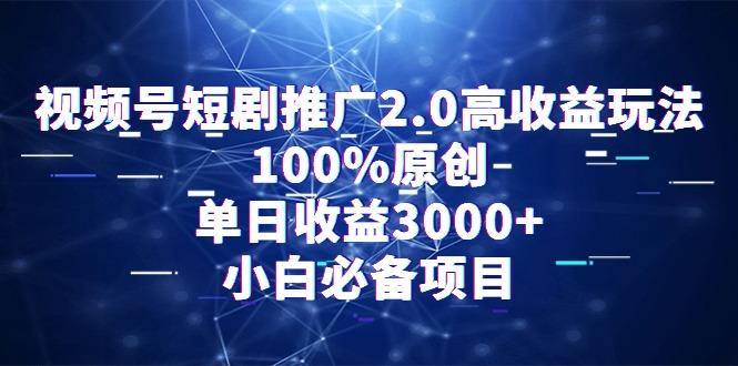视频号短剧推广2.0高收益玩法,100%原创,单日收益3000+,小白必备项目-涛哥资源