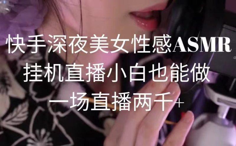 快手深夜美女性感ASMR挂机直播，小白也能做，一场直播两千+-涛哥资源