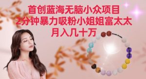 首创蓝海无脑小众项目,2分钟暴力吸粉小姐姐富太太,月入几十万-涛哥资源
