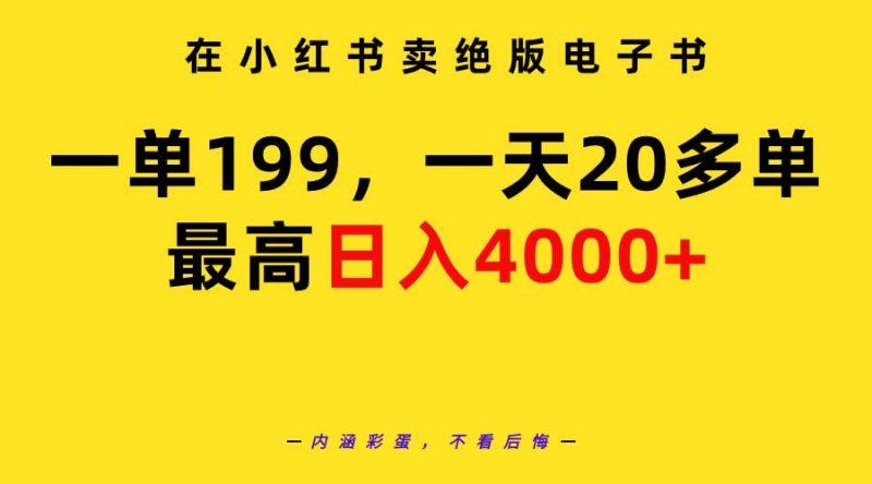 在小红书卖绝版电子书，一单199 一天最多搞20多单，最高日入4000+教程+资料-涛哥资源