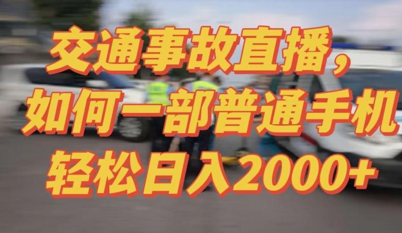 2024最新玩法半无人交通事故直播,实战式教学,轻松日入2000+,人人都可做-涛哥资源