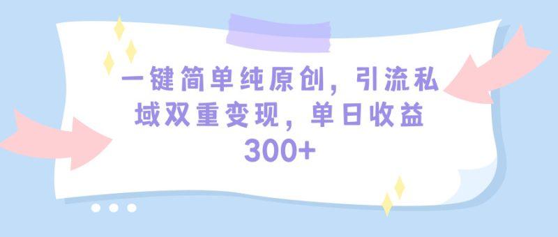 一键简单纯原创,引流私域双重变现,单日收益300+(教程+素材)-涛哥资源