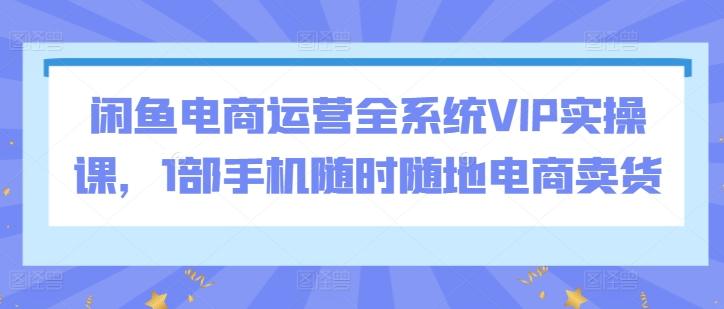 闲鱼电商运营全系统VIP实操课，1部手机随时随地电商卖货-涛哥资源