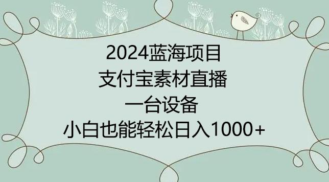 2024年蓝海项目，支付宝素材直播，无需出境，小白也能日入1000+ ，实操教程-涛哥资源