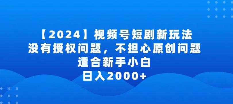 2024视频号短剧玩法，没有授权问题，不担心原创问题，适合新手小白，日入2000+-涛哥资源
