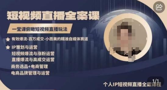高品质IP短视频直播全案课程,一堂课俯瞰短视频直播玩法-涛哥资源