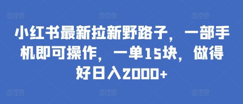 小红书最新拉新野路子，一部手机即可操作，一单15块，做得好日入2000+-涛哥资源