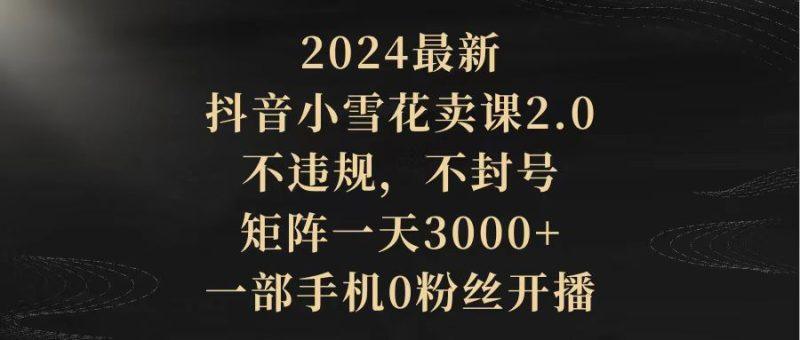 2024最新抖音小雪花卖课2.0 不违规 不封号 矩阵一天3000+一部手机0粉丝开播-涛哥资源
