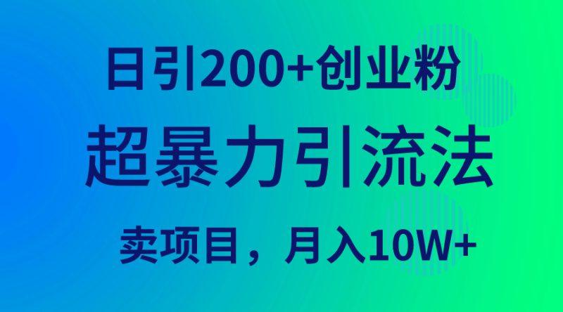 超暴力引流法，日引200+创业粉，卖项目月入10W+-涛哥资源