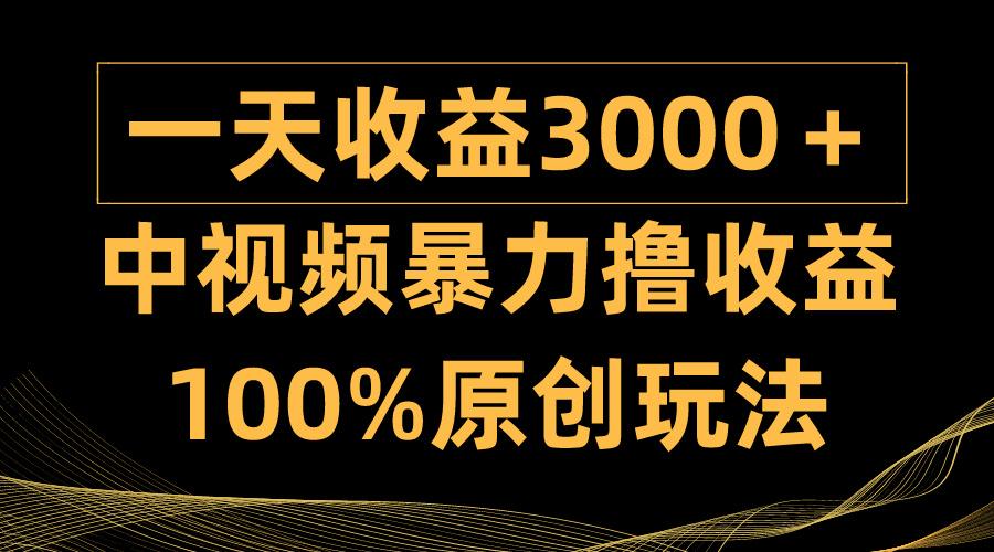 中视频暴力撸收益，日入3000＋，100%原创玩法，小白轻松上手多种变现方式-涛哥资源