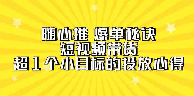 随心推爆单秘诀，短视频带货-超1个小目标的投放心得（7节视频课）-涛哥资源