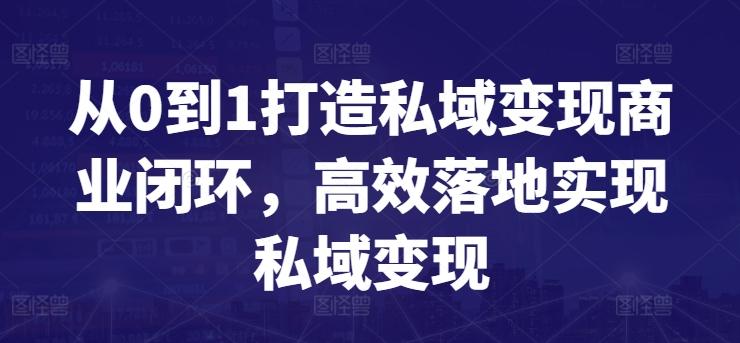 从0到1打造私域变现商业闭环，高效落地实现私域变现-涛哥资源