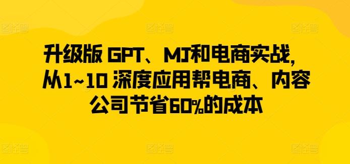 升级版 GPT、MJ和电商实战，从1~10 深度应用帮电商、内容公司节省60%的成本-涛哥资源