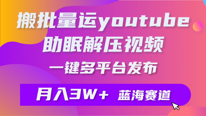 批量搬运YouTube解压助眠视频 一键多平台发布 月入2W+-涛哥资源