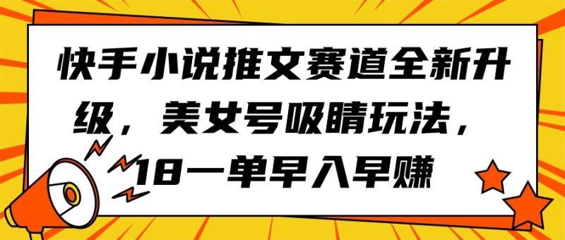 快手小说推文赛道全新升级,美女号吸睛玩法,18一单早入早赚-涛哥资源