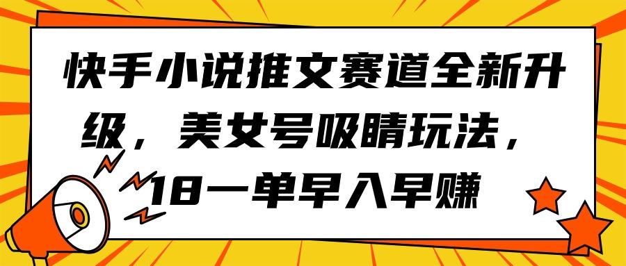 快手小说推文赛道全新升级，美女号吸睛玩法，18一单早入早赚-涛哥资源