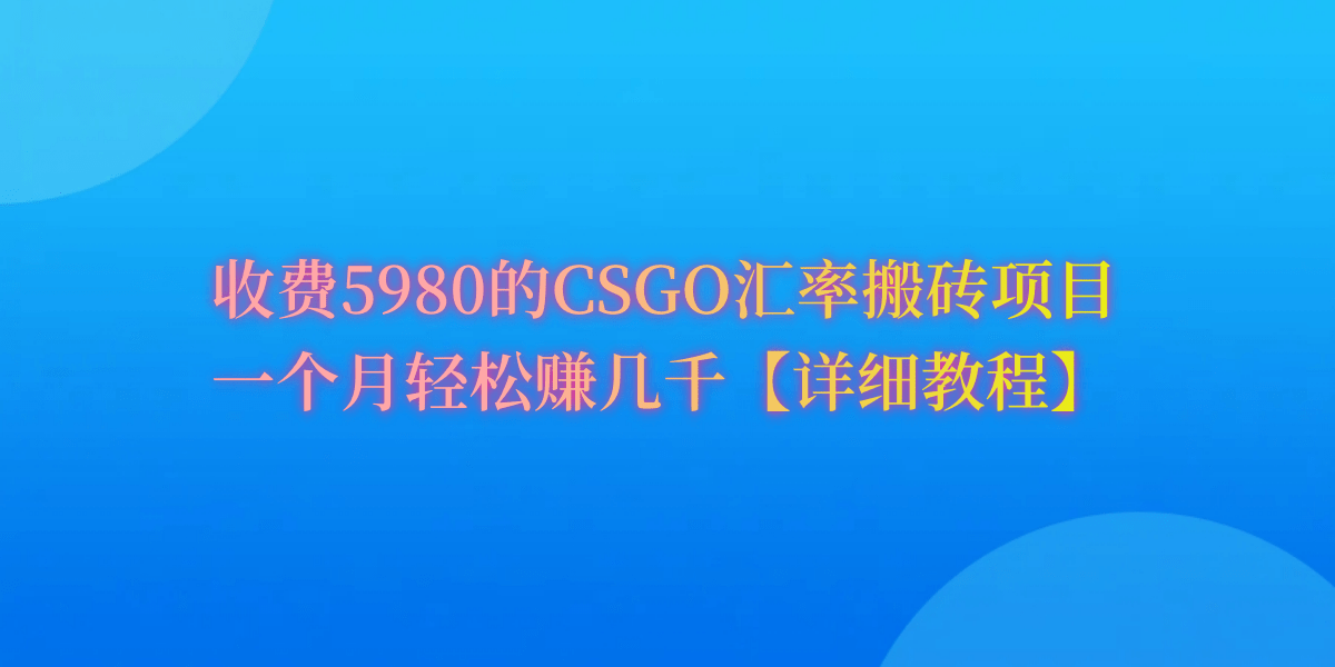 CSGO装备搬砖，月综合收益率高达60%，你也可以！-涛哥资源
