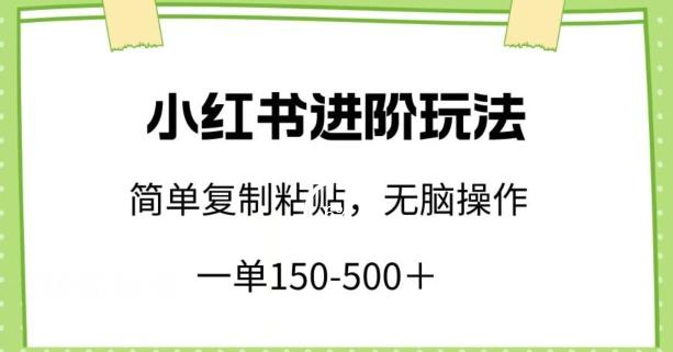 小红书进阶玩法，一单150-500+，简单复制粘贴，小白也能轻松上手-涛哥资源