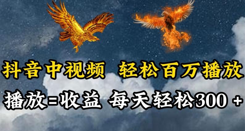 抖音中视频轻松百万播放，有播放就有收益，每天轻松两三张-涛哥资源