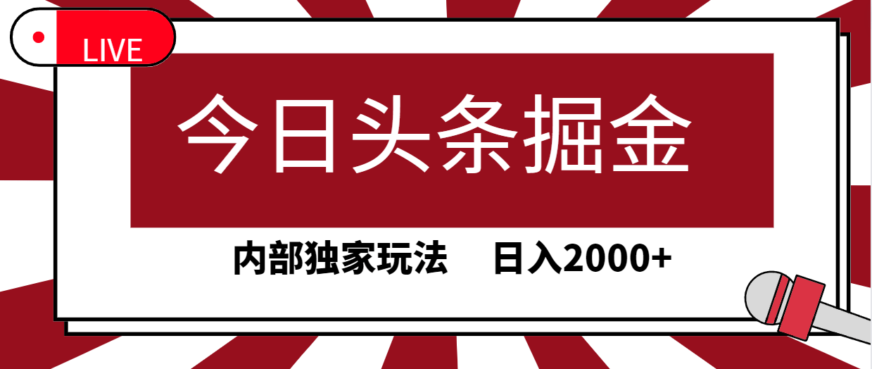 今日头条掘金，30秒一篇文章，内部独家玩法，日入2000+-涛哥资源