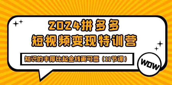 2024拼多多短视频变现特训营，知识的丰厚比起金钱更可靠（11节课）-涛哥资源
