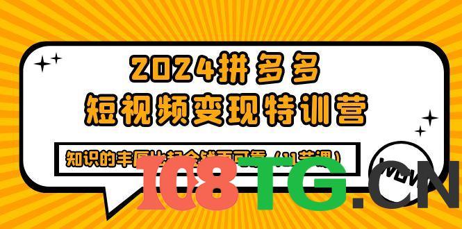 2024拼多多短视频变现特训营，知识的丰厚比起金钱更可靠（11节课）-涛哥资源