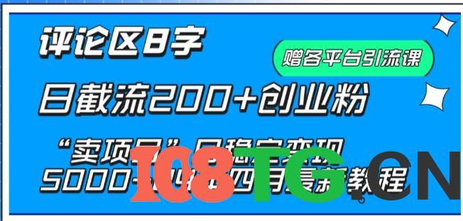 抖音评论区8字日截流200+创业粉 “卖项目”日稳定变现5000+-涛哥资源