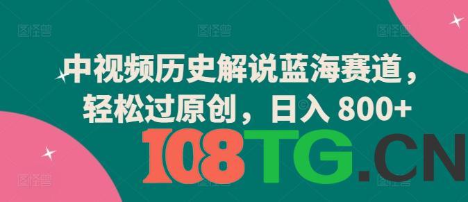 中视频历史解说蓝海赛道，轻松过原创，日入 800+-涛哥资源