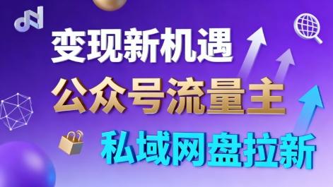 公众号流量主+私域网盘拉新，多方式变现，简单易上手，当天就有收益-涛哥资源