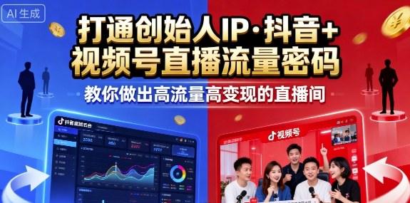 25年直播9-10两期线下课，打通创始人IP，抖音+视频号直播流量密码，教你做出高流量高变现的直播间-涛哥资源