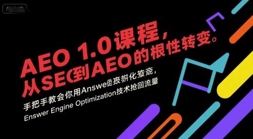 AEO 1.0 课程，从SEO到AE0的基命性转变，手把手教会你用AnswerEngineOptimization技术抢回流量-涛哥资源