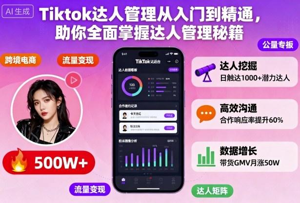 Tiktok达人管理从入门到精通,助你全面掌握达人管理秘籍-涛哥资源
