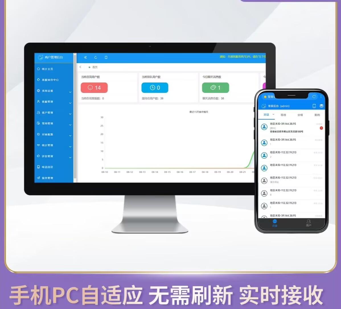 【免费】正式版企业级在线客服系统源码+语音定位+快捷回复+图片视频传输+安装教程